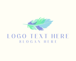 Writer - Watercolor Quill Feather logo design