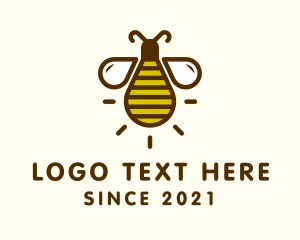 Honey - Honeybee Light Bulb logo design