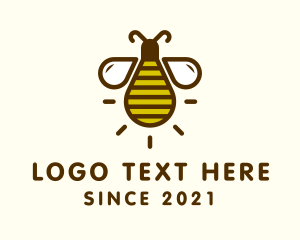 Honey Bee - Honeybee Light Bulb logo design