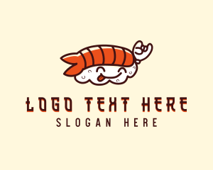 Hand Sign - Cute Asian Sushi logo design