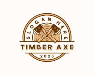 Axe Log Carpentry logo design