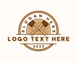 Vintage - Axe Log Carpentry logo design