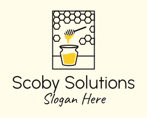 Scoby - Honey Dipper Honeycomb logo design