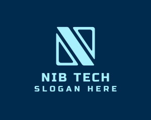 Blue Tech Letter N logo design