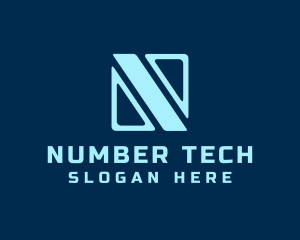 Blue Tech Letter N logo design