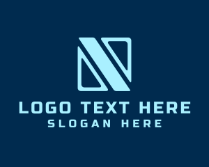 Blue Tech Letter N Logo