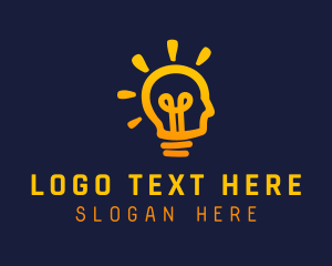 School - Light Bulb Head logo design