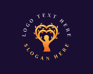 Lady - Woman Heart Tree logo design