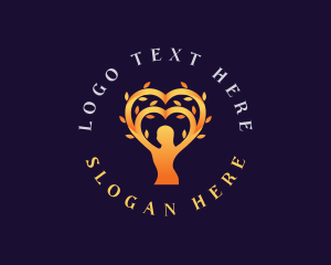 Therapy - Woman Heart Tree logo design