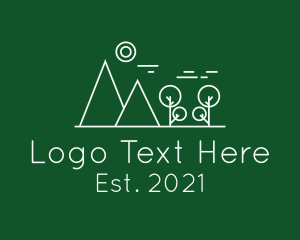 Glamping - Outdoor Mountain Line art logo design