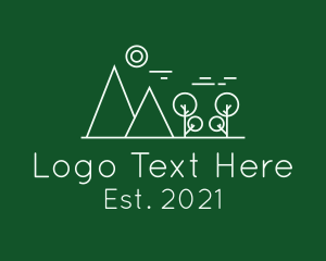 Camp - Outdoor Mountain Line art logo design