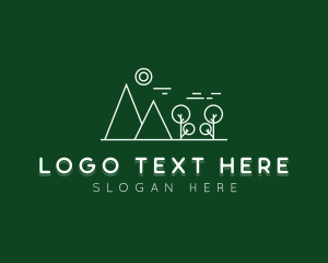 Destination - Outdoor Mountain Line art logo design