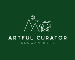 Outdoor Mountain Line art logo design