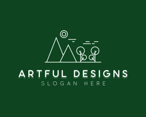 Outdoor Mountain Line art logo design