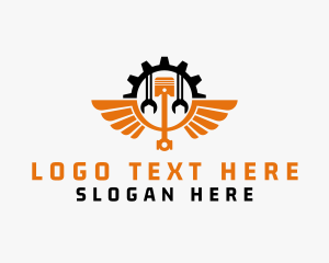 Worker - Cog Tools Wings logo design