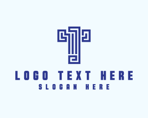 Monoline - Mediterranean Greek Letter T logo design