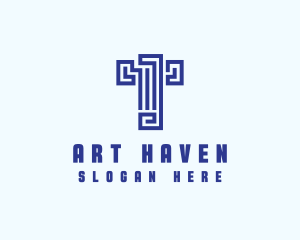 Museum - Mediterranean Greek Letter T logo design