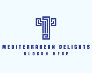 Mediterranean - Mediterranean Greek Letter T logo design