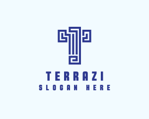 Mediterranean Greek Letter T logo design