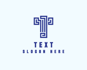 Mediterranean Greek Letter T logo design