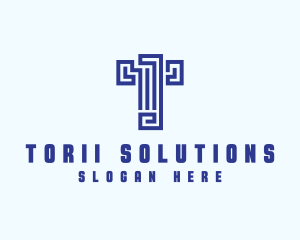 Mediterranean Greek Letter T logo design