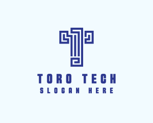 Mediterranean Greek Letter T logo design