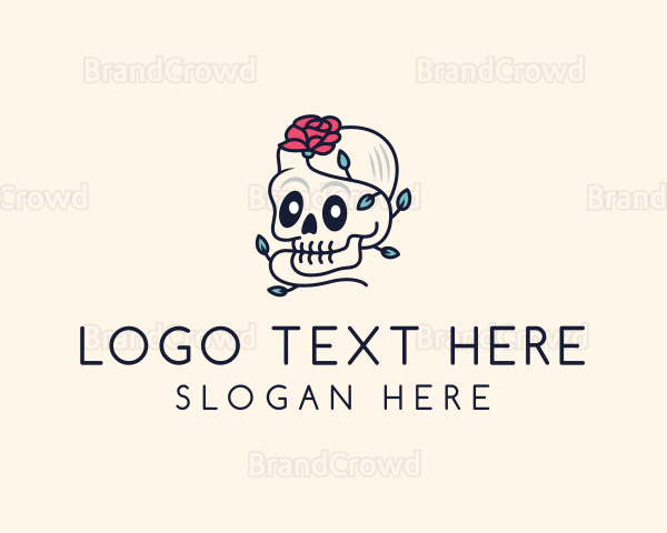 Rose Plant Skull Logo