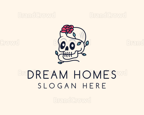 Rose Plant Skull Logo