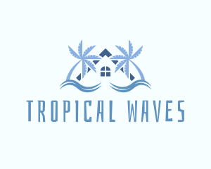 Tropical Palm Tree House logo design