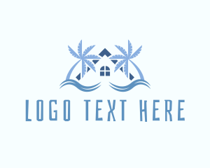 Real Estate - Tropical Palm Tree House logo design