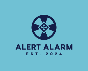 Warning - Blue Wheel Shield logo design