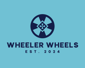 Blue Wheel Shield logo design