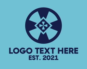 Wheel - Blue Wheel Shield logo design
