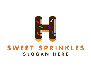 Sprinkles - Dessert Donut Letter H logo design