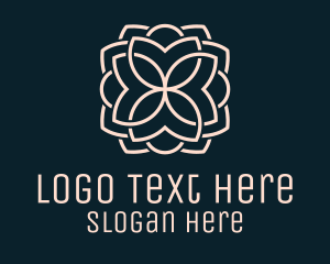 Lodging - Beige Monoline Blooming Flower logo design