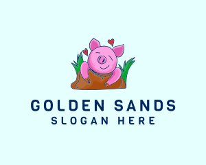 Smiling Pig Illustration logo design