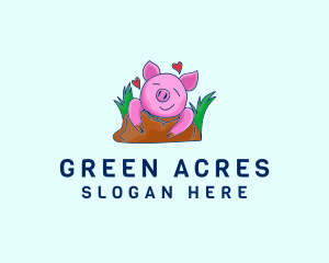 Rancher - Smiling Pig Illustration logo design