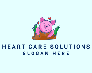 Smiling Pig Illustration logo design