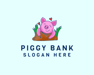 Smiling Pig Illustration logo design