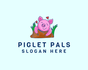 Smiling Pig Illustration logo design