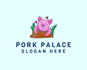 Swine - Smiling Pig Illustration logo design
