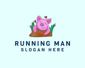 Barn - Smiling Pig Illustration logo design