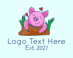 Hog - Smiling Pig Illustration Mascot logo design