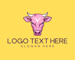 Wagyu - Purple Pink Bull Cow logo design