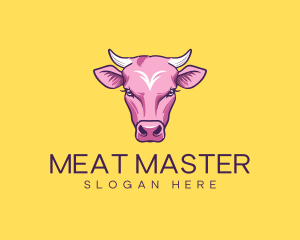 Purple Pink Bull Cow logo design