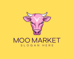 Purple Pink Bull Cow logo design