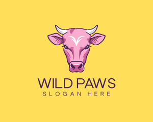 Purple Pink Bull Cow logo design