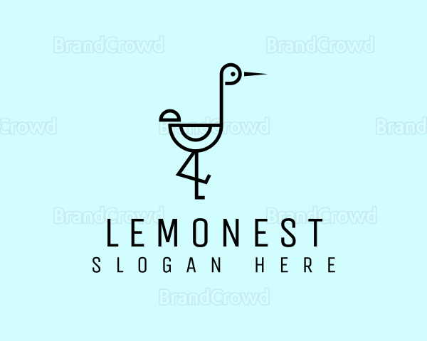 Minimalist Stork Bird Logo