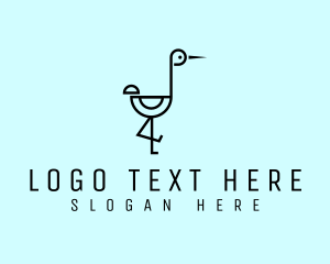 Black - Minimalist Stork Bird logo design
