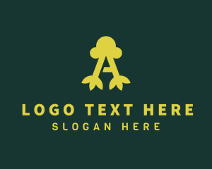 Alphabet - Green Leaves Letter A logo design
